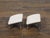 Metal Pair of Vintage French Steel and Brass Footstools with Custom Linen Upholstery For Sale - Image 7 of 11