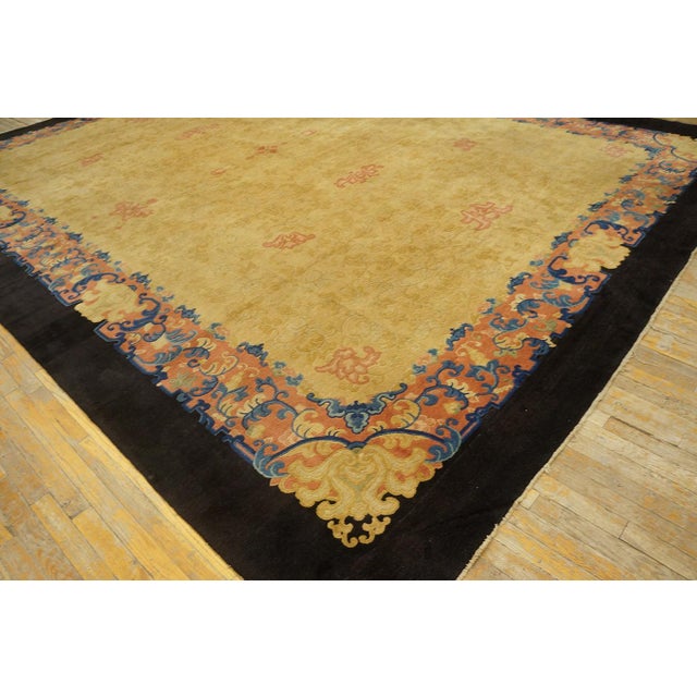 Early 20th Century Extraordinary Beige Open Field and Colorful Border With Allover-Floral Design Antique Chinese Peking Rug For Sale - Image 5 of 12