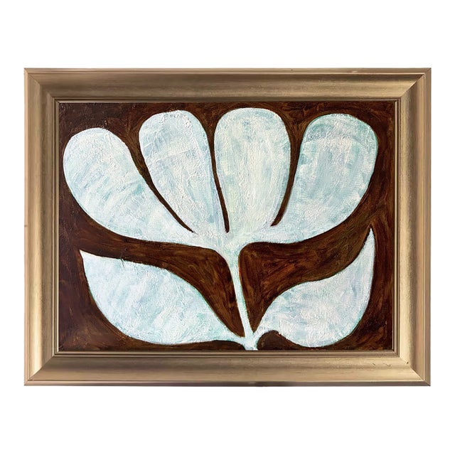 Original Tulip Painting in Brushed Gold Frame, Oil on Canvas, 21" H X 17" W by Tatiana Duperault For Sale