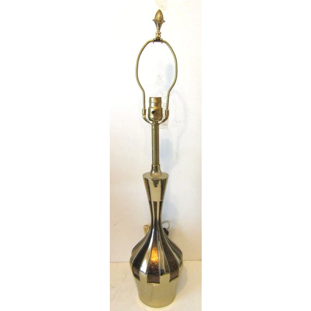Brass 1970's Textured Brass Table Lamp Attributed to Tony Paul for Laurel Lamp Co For Sale - Image 8 of 8