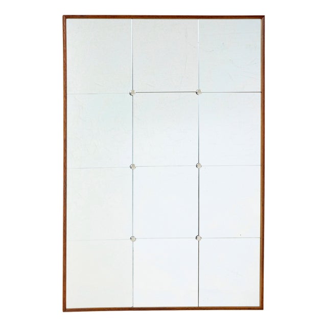 Mid-Century Modern Scandinavian Segmented Wall Mirror in Oak Frame, 1960 For Sale
