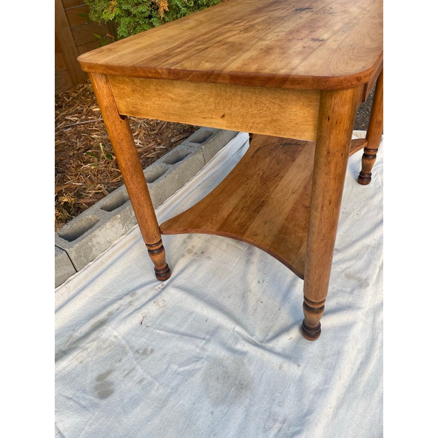 Antique American Farmhouse Work Table With Drawer, Turned Legs For Sale In Seattle - Image 6 of 10