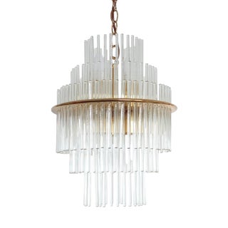 Vintage Glass 5-Light Rod Chandelier by Gaetano Sciolari, 1960s For Sale