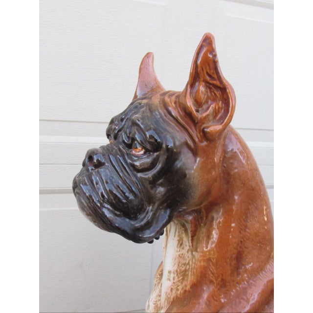 Vintage Italian Life Size Terracotta Boxer Dog Figurine For Sale - Image 9 of 18
