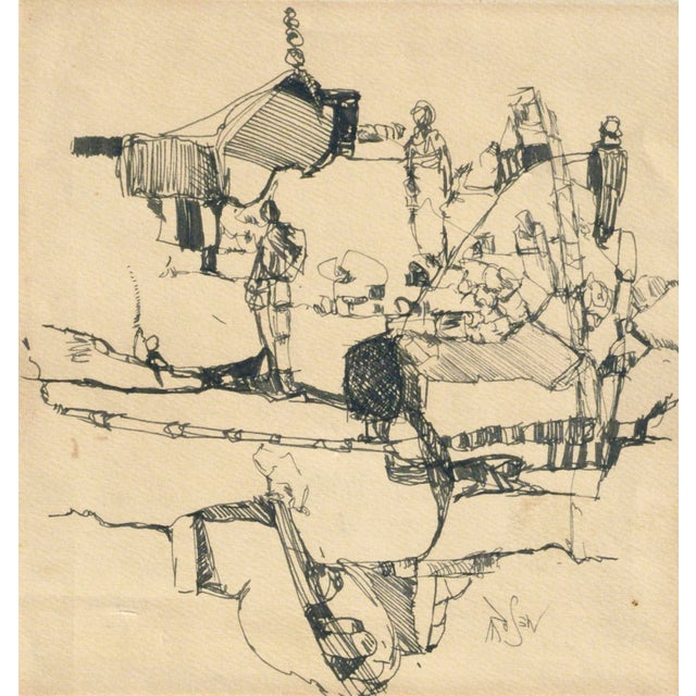 Abstract Expressionism 1970s Abstract Figures and Landscape Drawing by David Rosen For Sale - Image 3 of 7