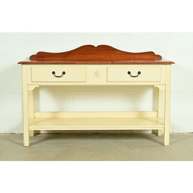 Ethan Allen American Colonial Cream Lacquered Maple Sideboard Buffet Server or Console Table For Sale - Image 15 of 15