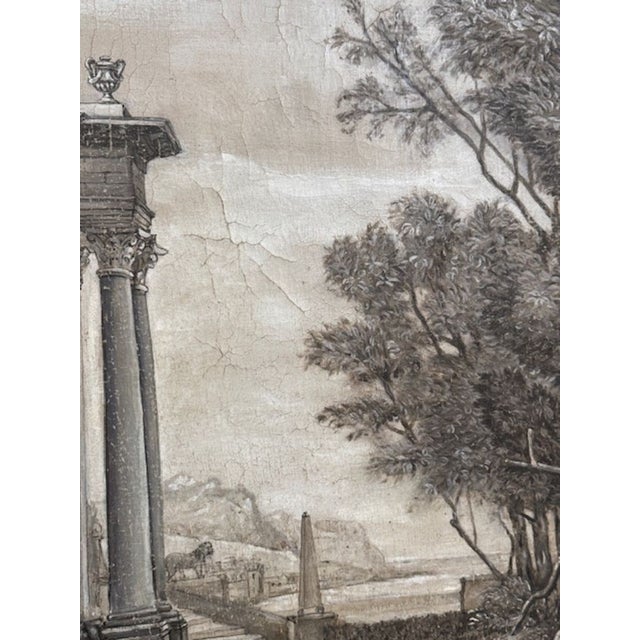 19th Century Pair of 19th Century Italian Black and White Oil Painting For Sale - Image 5 of 7