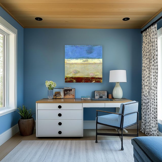 Textile Awh 349 - Abstract Minimalist Textured Layered Colorfield Oil Painting on Canvas Original Artwork by Bernhard Zimmer For Sale - Image 7 of 9