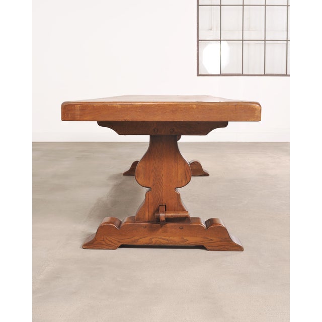 Country French Provincial Oak Farmhouse Trestle Dining Table 10 Ft For Sale In Sacramento - Image 6 of 18