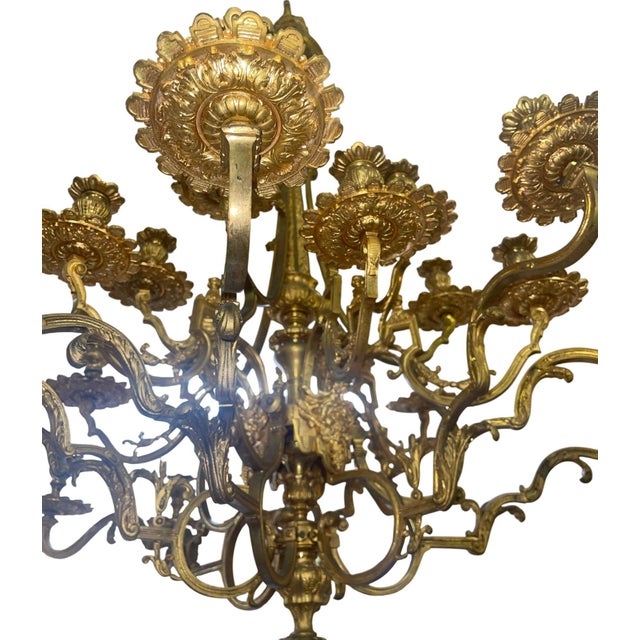 Bronze Impressive 19th Century French Gilt Bronze Chandelier For Sale - Image 8 of 10