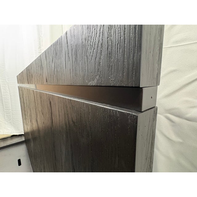 Rh Bezier Panel Bed — King Black Oak | Bronze Accents | 56" Headboard For Sale In Columbus - Image 6 of 18