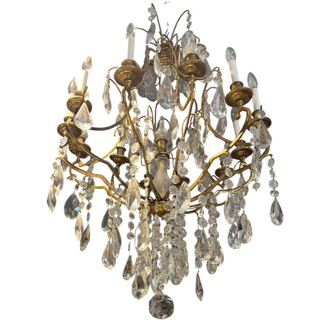 Gold Louis XVI Style Baccarat French Crystal Chandelier For Sale - Image 8 of 8
