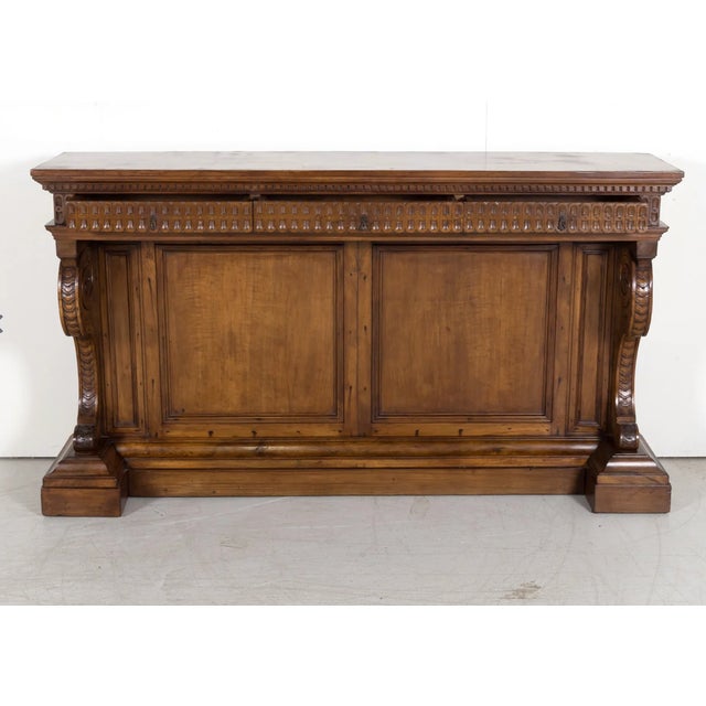 Renaissance 19th Century Spanish Renaissance Style Carved Walnut Wall Console With Three Drawers For Sale - Image 3 of 12