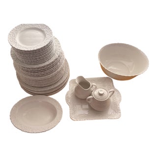 1990s Ralph Lauren "Claire" by Wedgwood — 45-Piece White China Set (Made in England) For Sale