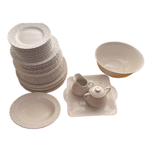 1990s Ralph Lauren "Claire" by Wedgwood — 45-Piece White China Set (Made in England)