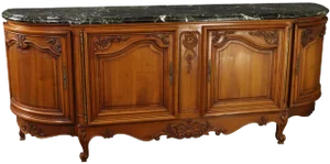 Sideboard Louis XV Rococo Green Marble Top Walnut