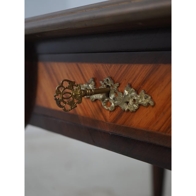 Wood Vintage 19th Century Louis XV Style Walnut Beaureauplate Partner Writing Desk For Sale - Image 7 of 17