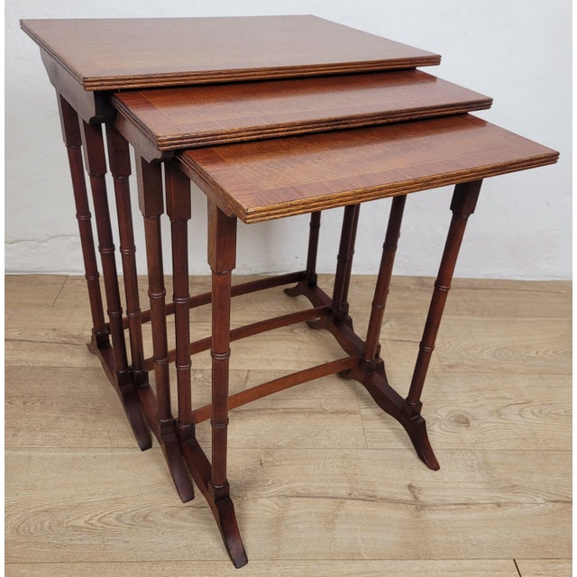 Victorian Nesting Tables in Mahogany, 1880, Set of 3 For Sale - Image 3 of 18