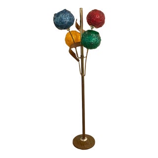 Mid-Century Danish Modern Walnut Floor Llamp With Spun Lucite Shades For Sale