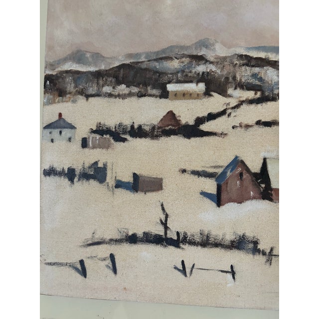 Late 20th Century Oil Painting of a Winter Farm Landscape. Painting of ...