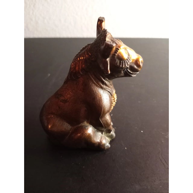 Solid Brass Sitting Bull Figurine For Sale - Image 4 of 8