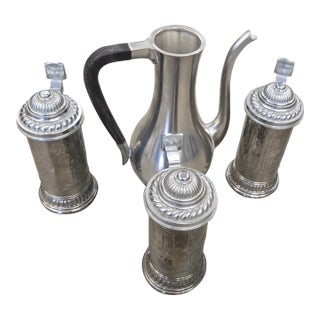 Vintage Silver-Plated Pitcher & Tankard Set - Mid-Century Modern Barware or Tea Service For Sale