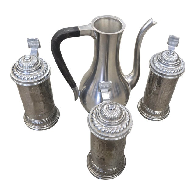 Vintage Silver-Plated Pitcher & Tankard Set - Mid-Century Modern Barware or Tea Service For Sale