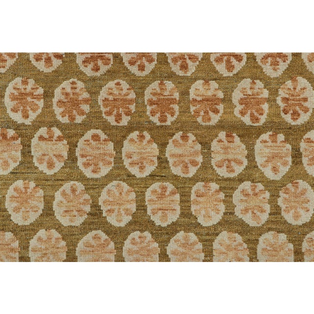 Contemporary Rug & Kilim’s Block Print Rug, Gold With Cream and Peach Floral Patterns For Sale - Image 3 of 7