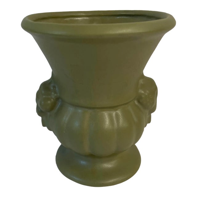 Vintage McCoy Floraline Green Neoclassical Design Vase For Sale