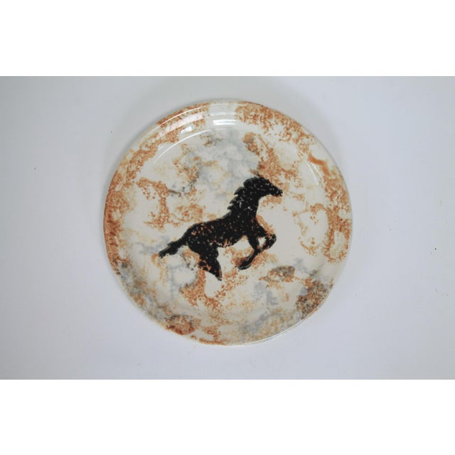 Vintage Equestrian Studio Art Pottery Plates S/3 For Sale In Milwaukee - Image 6 of 9
