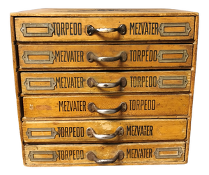 Textile Store Sewing Thread Box with 6 Smaller Drawers and Silk Thread Holder, 1920s
