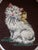Mid 19th Century Vintage Needlepoint Cat in Old Mahogany Oval Frame For Sale - Image 5 of 6