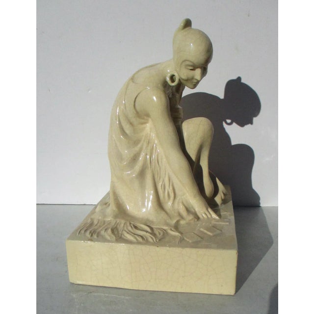 Art Deco 1930s Armand Godard French Faience Fortune Teller Figure For Sale - Image 3 of 13