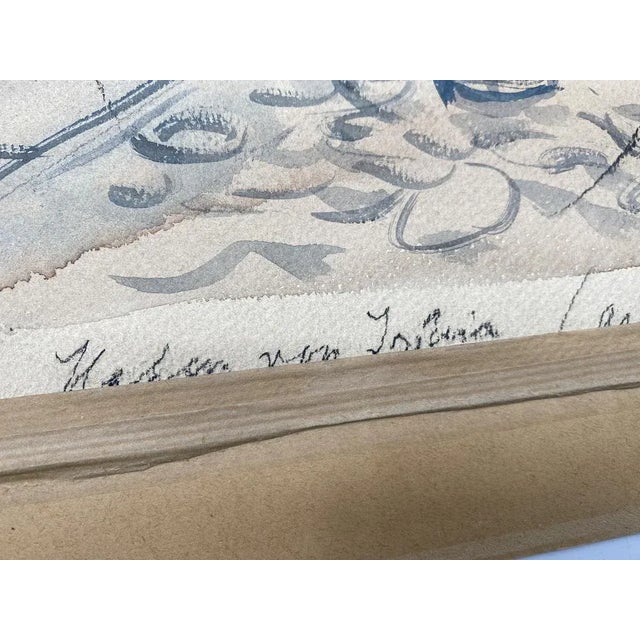 Heinrich Heuser, Unfinished Study of a Harbor View, Port of Ischia, 1950, Watercolor For Sale - Image 8 of 12