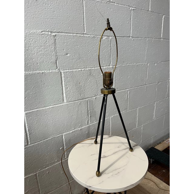 Mid-Century Modern Tripod Table Lamp With Laced Parchment Shade For Sale - Image 9 of 9