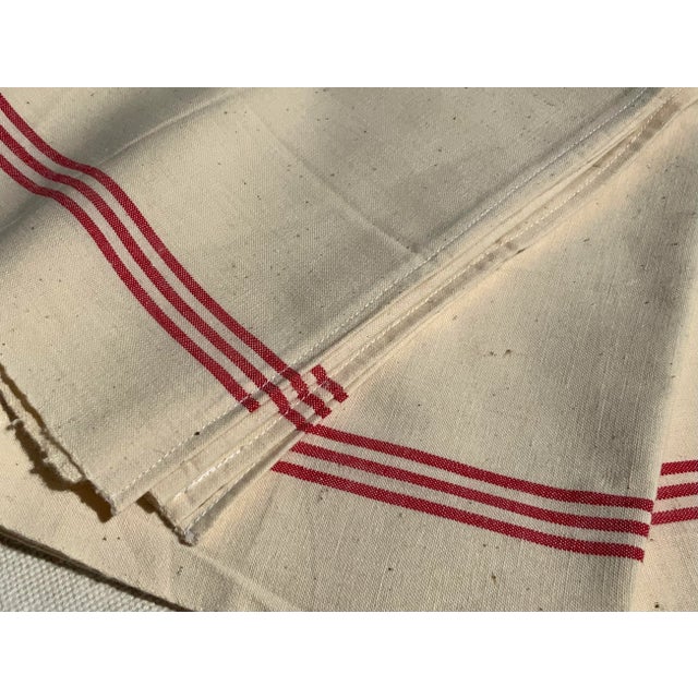 Set of 3 Antique French Red Stripe Torchon Linen Kitchen Towels, South of France, Early 20th Century For Sale - Image 18 of 18