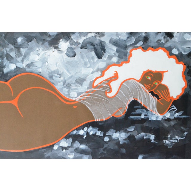 Marc Dumont “Nu Orange” French Modernist Female Nude Acrylic Painting For Sale - Image 6 of 12