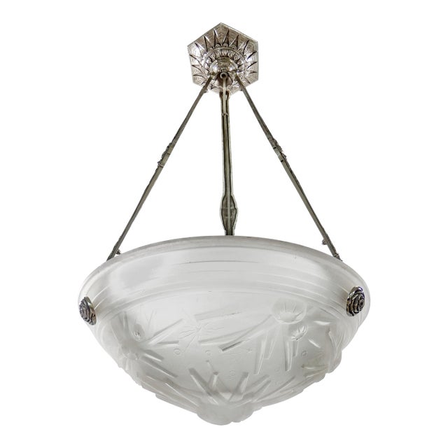 French Art Deco Pendant Light by Muller Freres 1920s France For Sale