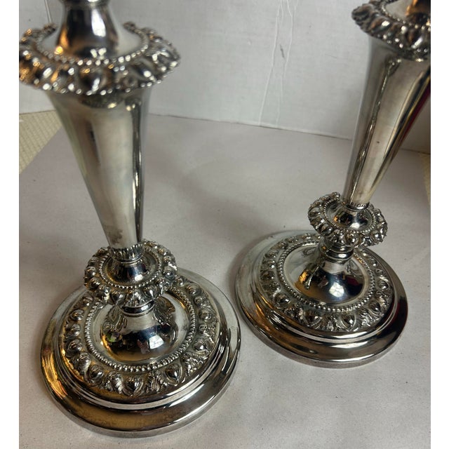 Antique 1800’s Victorian Candlesticks Silverplate Meriden Britannia Company - A Pair For Sale - Image 9 of 11