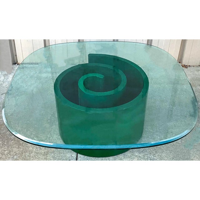 Vladimir Kagan Mid-Century Modern Green Snail Coffee Table Styled After Kagan for Selig For Sale - Image 4 of 6