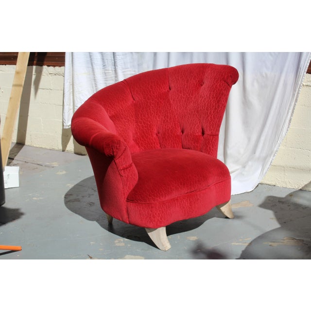 1970s Hollywood Regency Grosfeld House Ruby Red Lounge Chair For Sale - Image 5 of 5