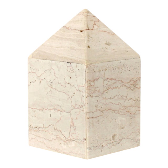 Vintage Italian Cream Architectural Marble Obelisk For Sale