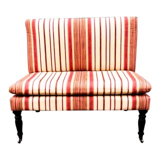 1990s Vintage Mini Striped Settee on Castors For Sale