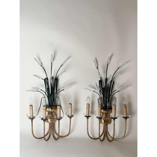 Crystal 4-Arm Wheat Sheaf Wall Sconces from Banci Firenze, Italy, 1980s, Set of 2 For Sale - Image 15 of 17
