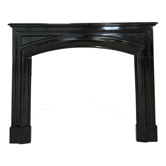 French Louis XIV Style Fireplace in Black Marble, 1900s For Sale