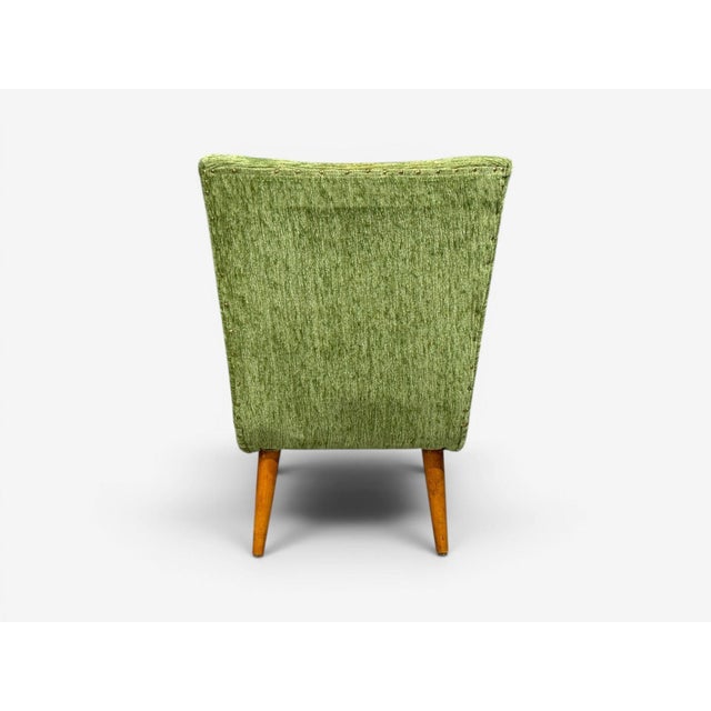 Swedish Modern, Scoop Lounge Chair, Green Fabric, Beech, Sweden, 1940s For Sale - Image 9 of 10