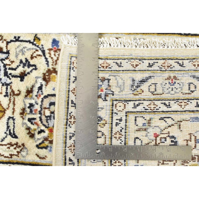 Kashan Rug 8'2'' X 11'7'' Ivory Wool Vintage Traditional Hand-Knotted Carpet For Sale - Image 14 of 14