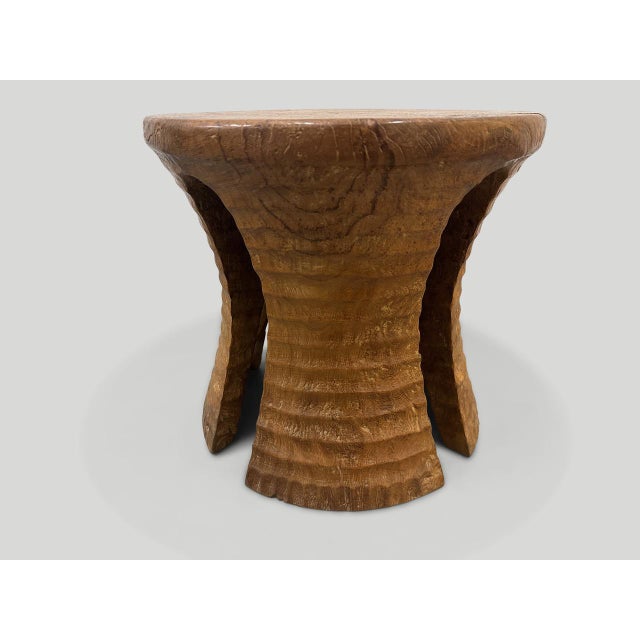 Andrianna Shamaris Sculptural Teak Wood Side Table or Stool For Sale In New York - Image 6 of 6