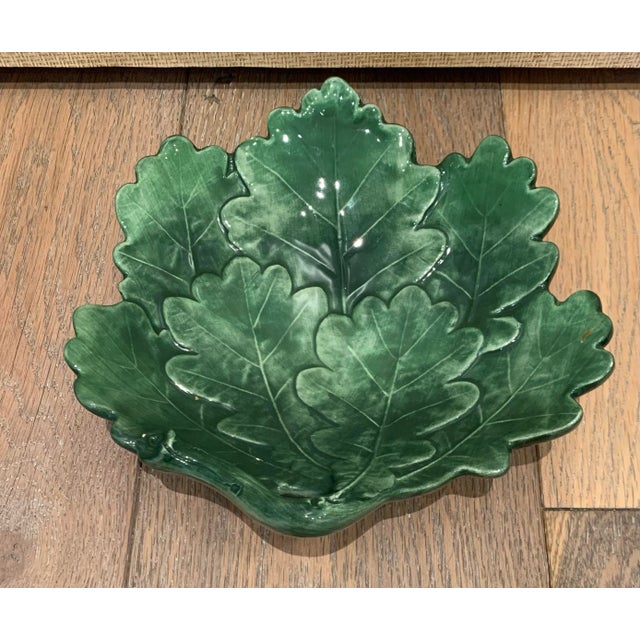 Italian Mid 20th Century Italian Majolica Leaf Bowl For Sale - Image 3 of 10