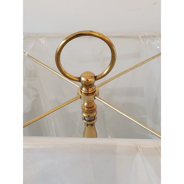 Metal 20th Century Brass 2 Light Table Lamp With Shade For Sale - Image 7 of 8